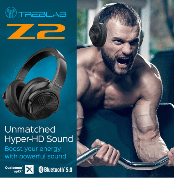 TREBLAB Z2 Active Noise Cancelling Over Ear Headphones Bluetooth Wireless aptX - Image 3